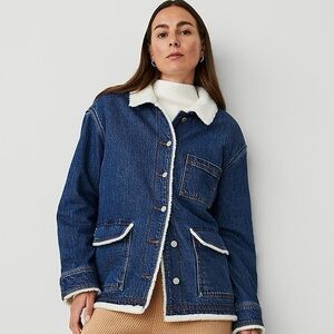 Ann Taylor Weekend Sherpa Lined Relaxed Carpenter Jacket
